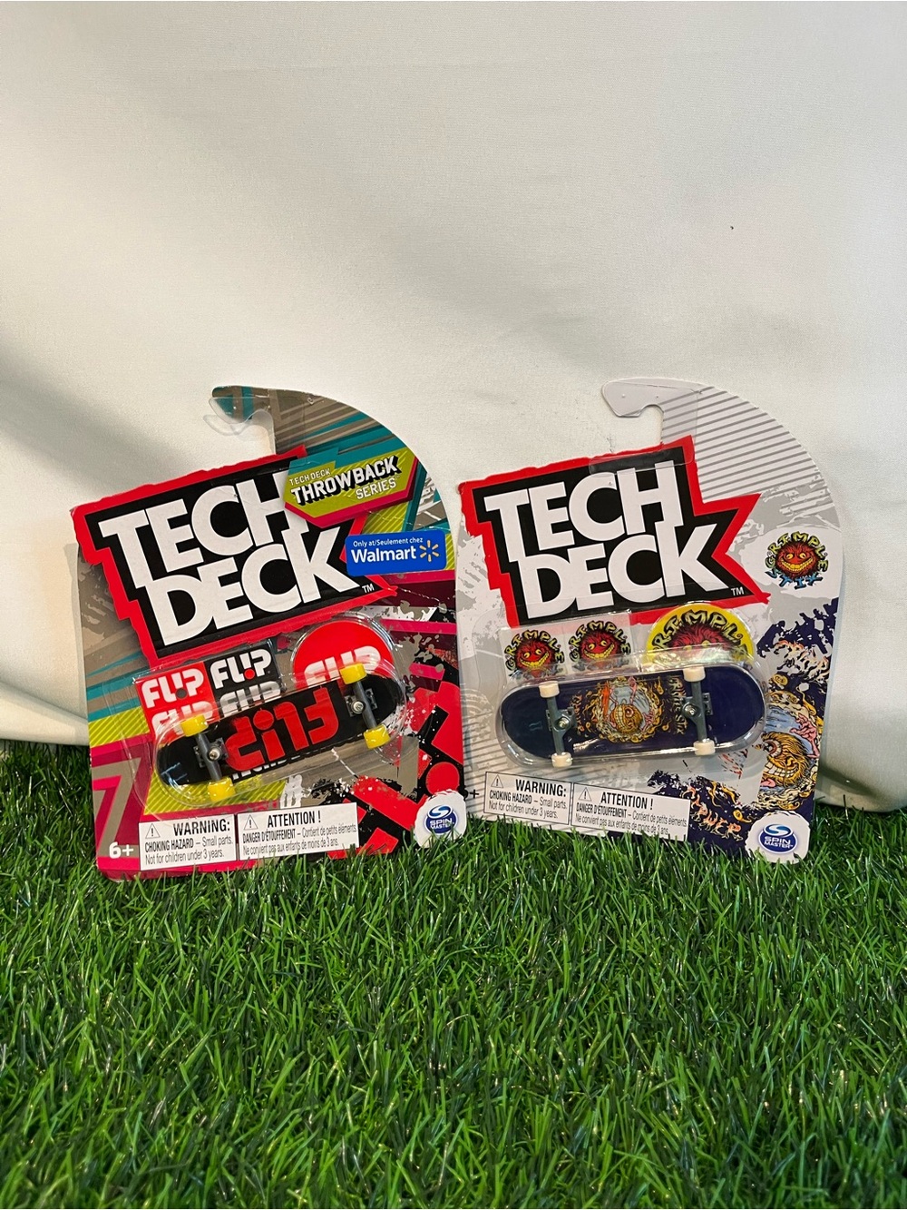 LOT OF 2 Tech Deck Throwback Series Rare Flip & Grimple Stix Fingerboards 96mm